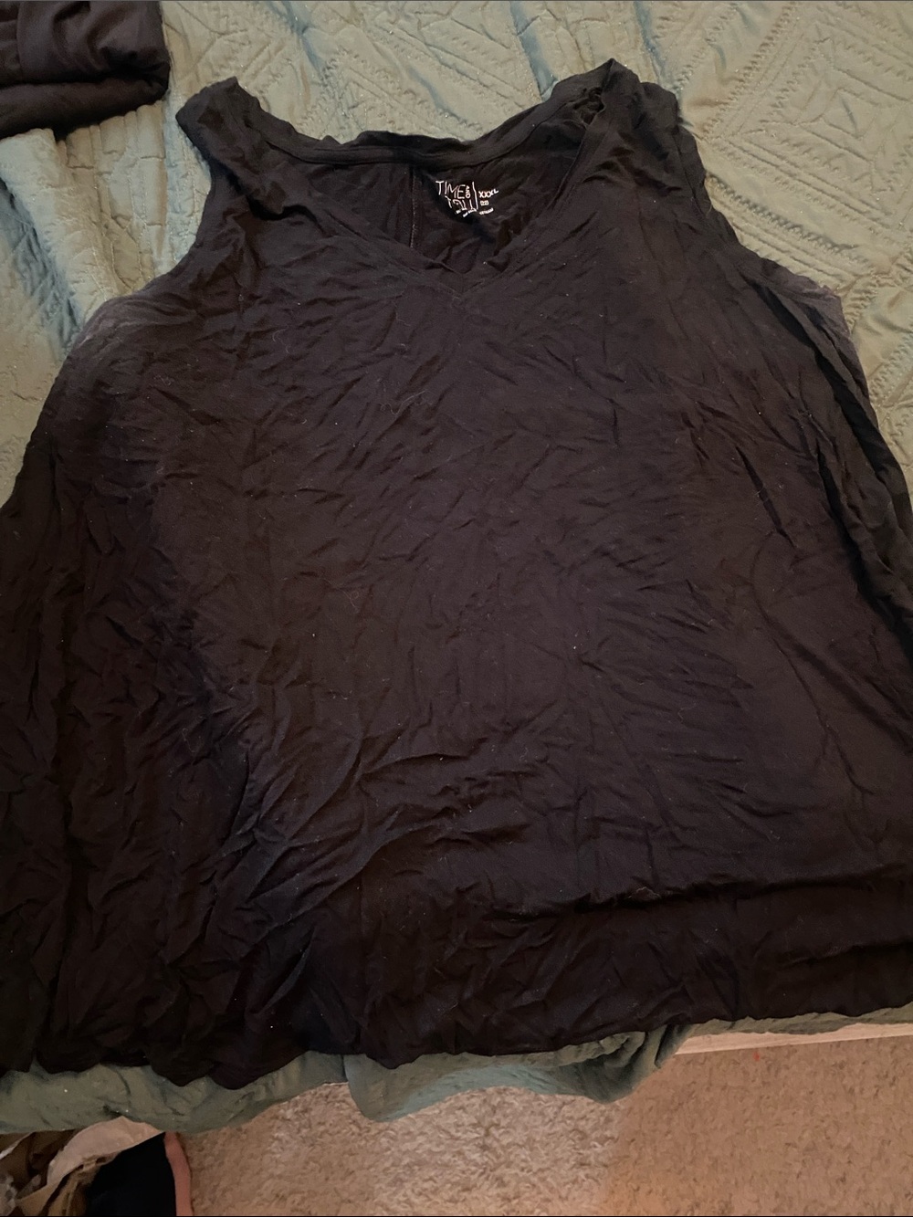 Time and Tru Black V-Neck Sleeveless Tank